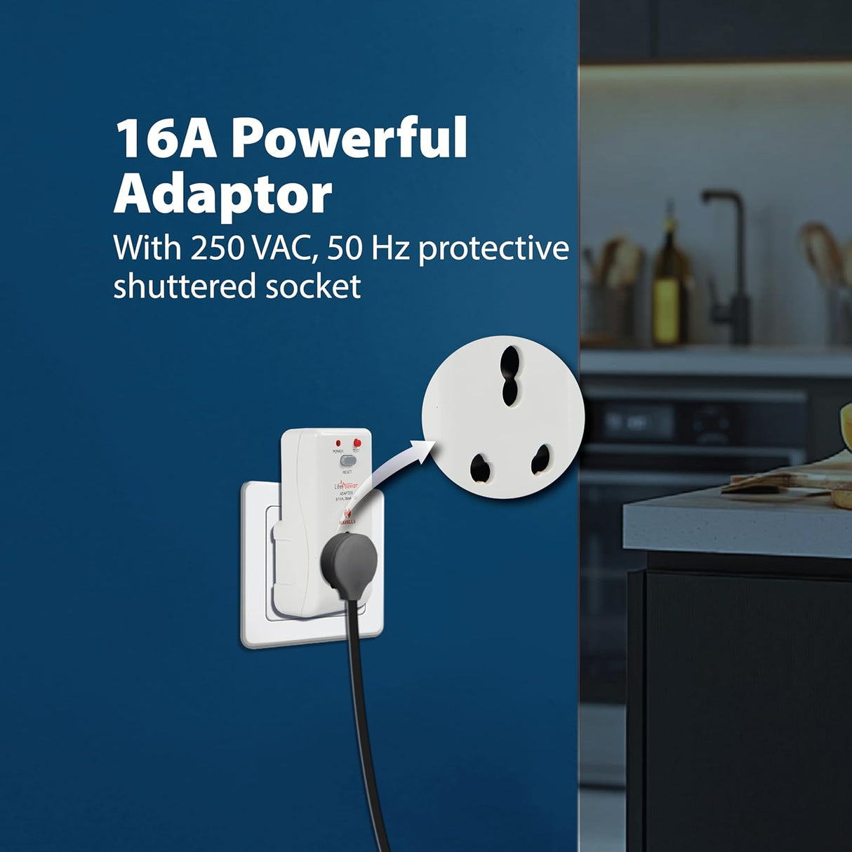 Havells Plastic 16A 30mA PRCD Adaptor (White)