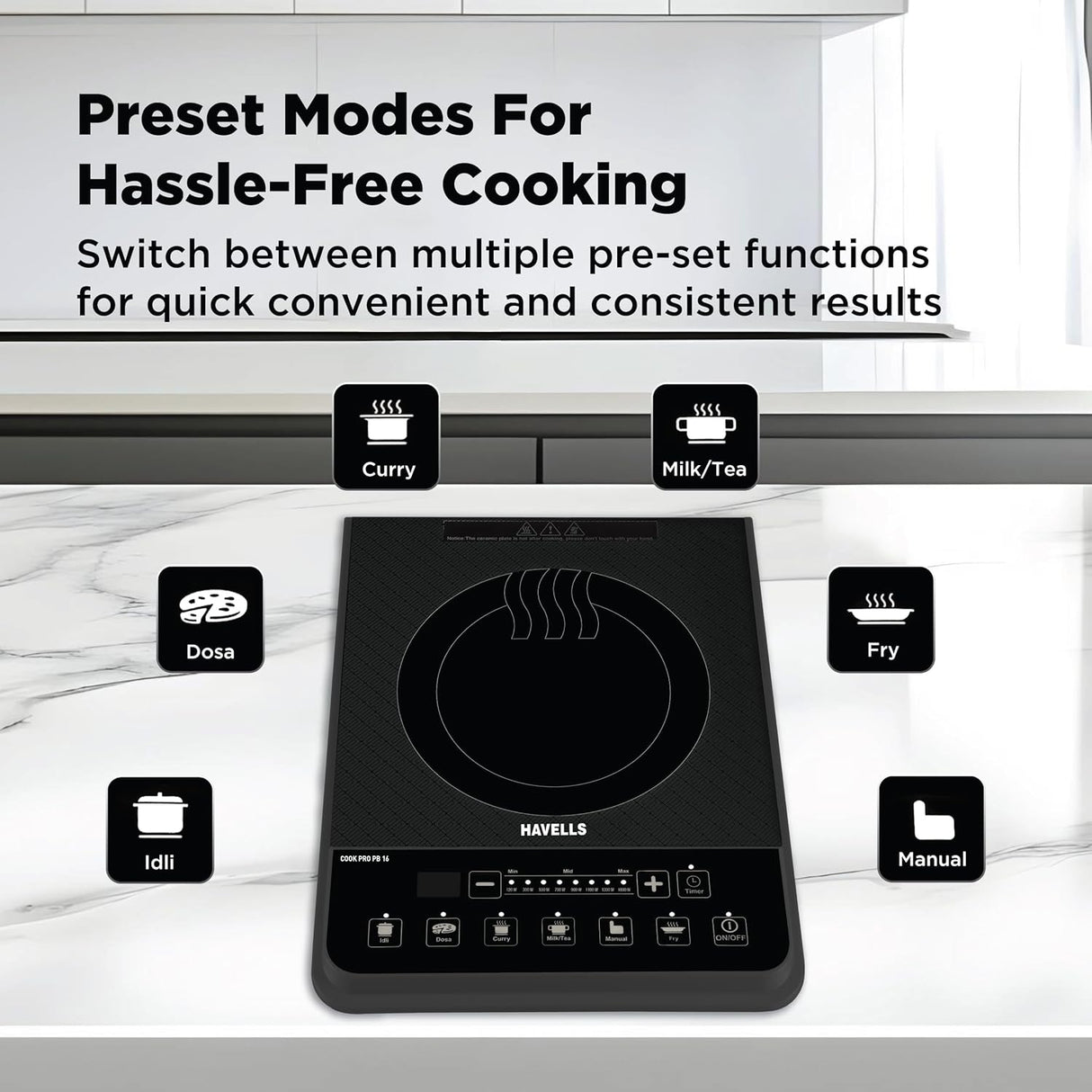 Havells Cook Pro PB 16 Induction Cooktop | 1600W | Black