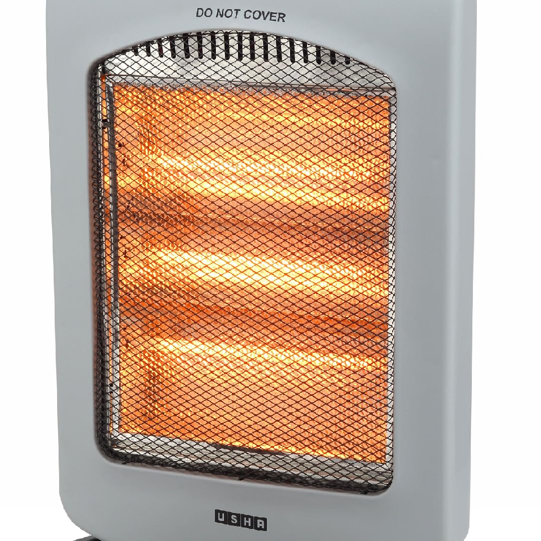 USHA 4003 1200Watt 3 Rod Halogen Heater with Auto Oscillation Feature (Grey)