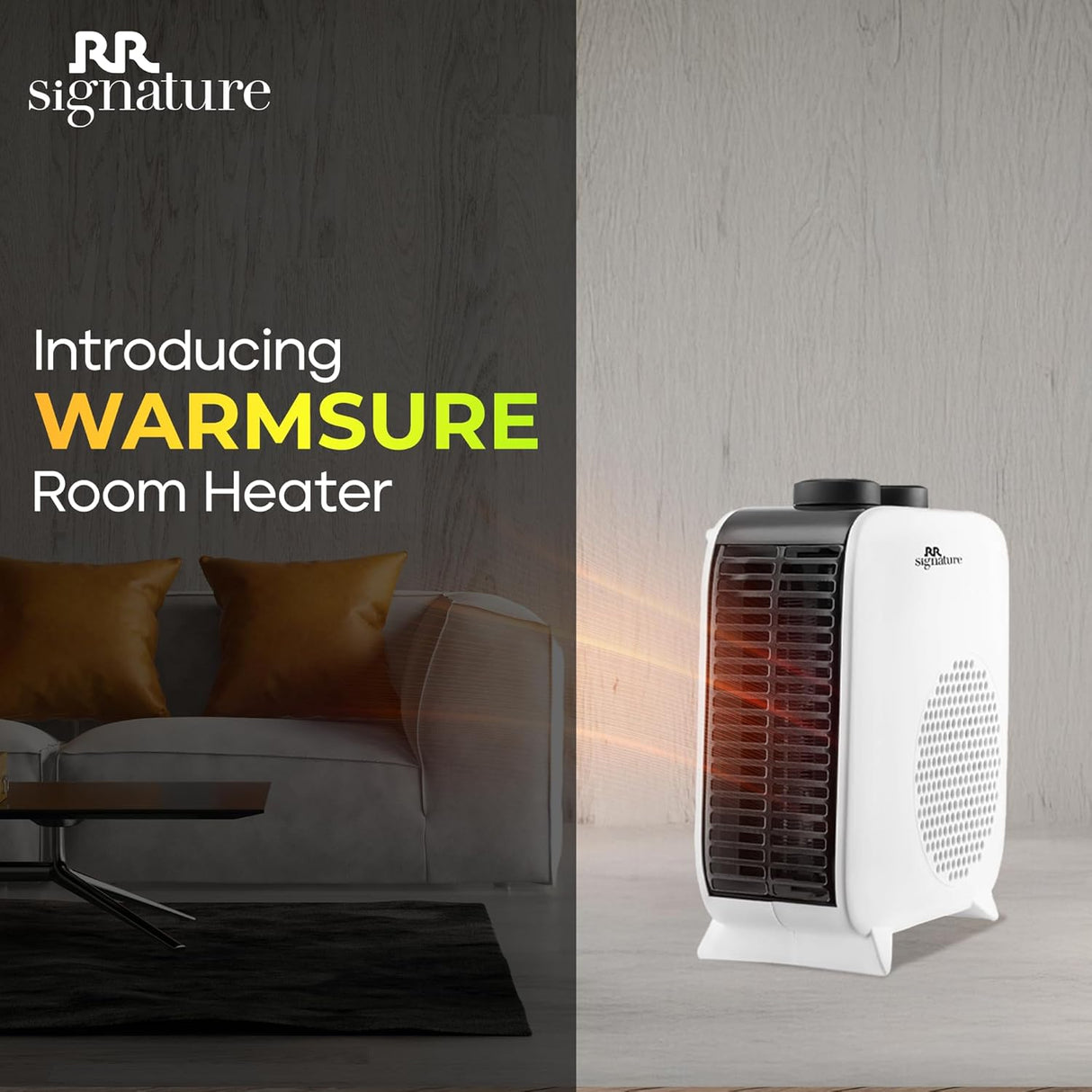 RR Signature Warmsure Room Heater for Home 1000/2000 Watts (White & Black)