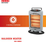 USHA 4003 1200Watt 3 Rod Halogen Heater with Auto Oscillation Feature (Grey)