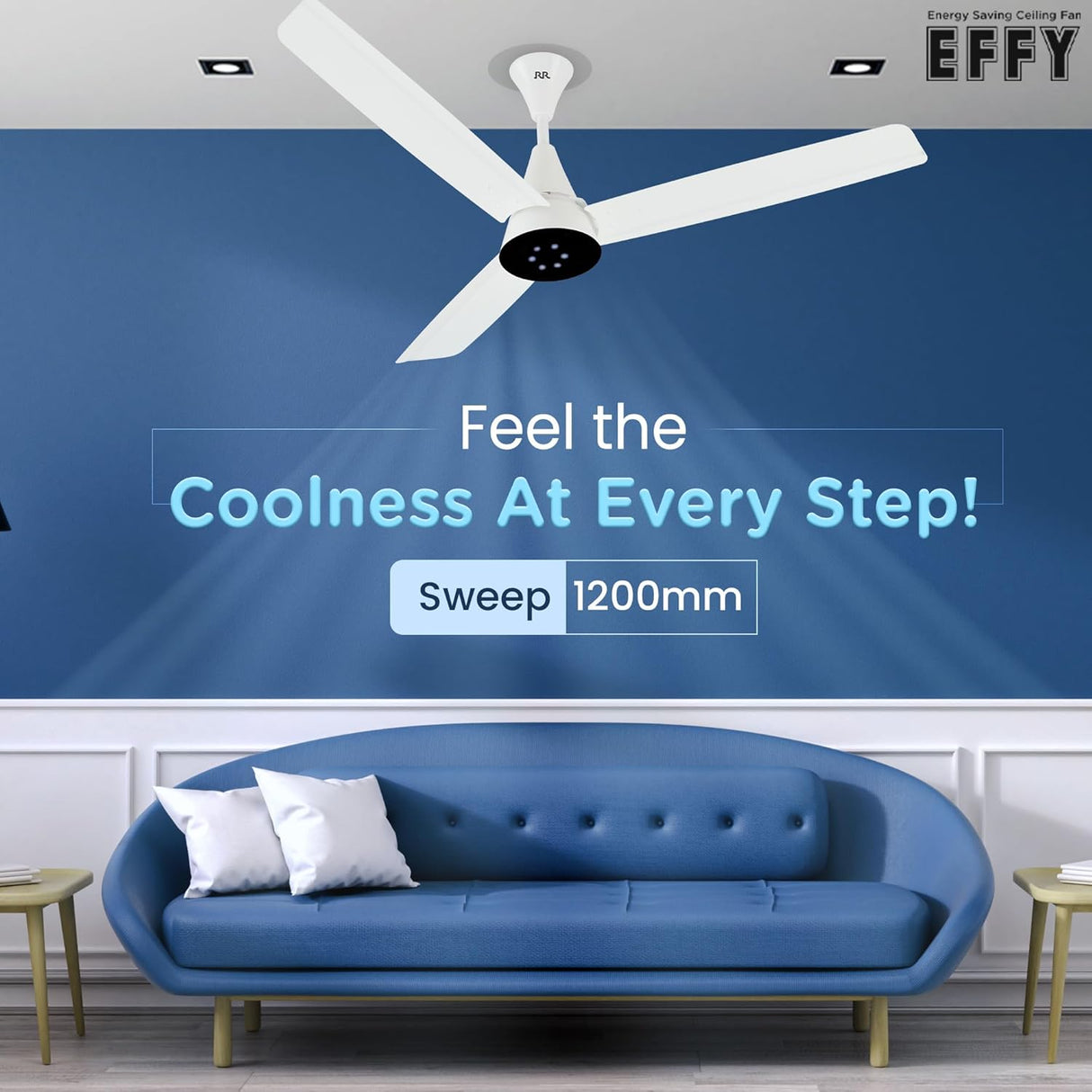 RR Effy BLDC 1200mm Ceiling Fan with Remote (White)