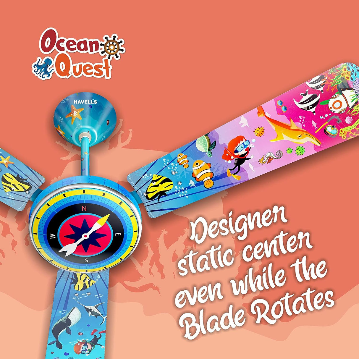 Havells Ocean Quest 1200mm Ocean Kids Ceiling Fan (Multi Ocean Quest)