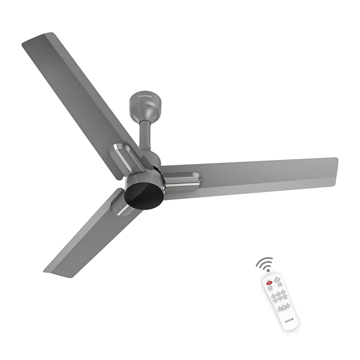POLYCAB Wizzy Neo 1200mm BLDC Remote Ceiling fan (Ash Grey Chrome)