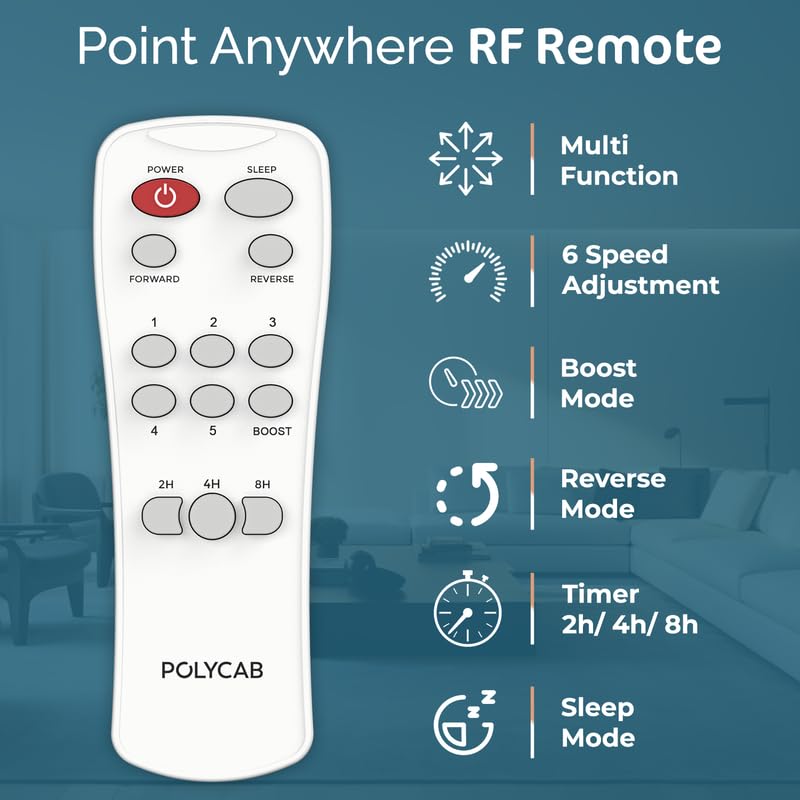 Polycab Zoomer Prime 1200mm 5-Star BLDC Remote Ceiling fan (Silky White)