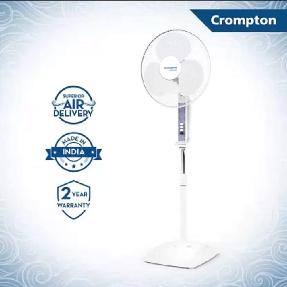 Crompton High Flo Wave Plus 400mm Pedestal Fan (KD White)