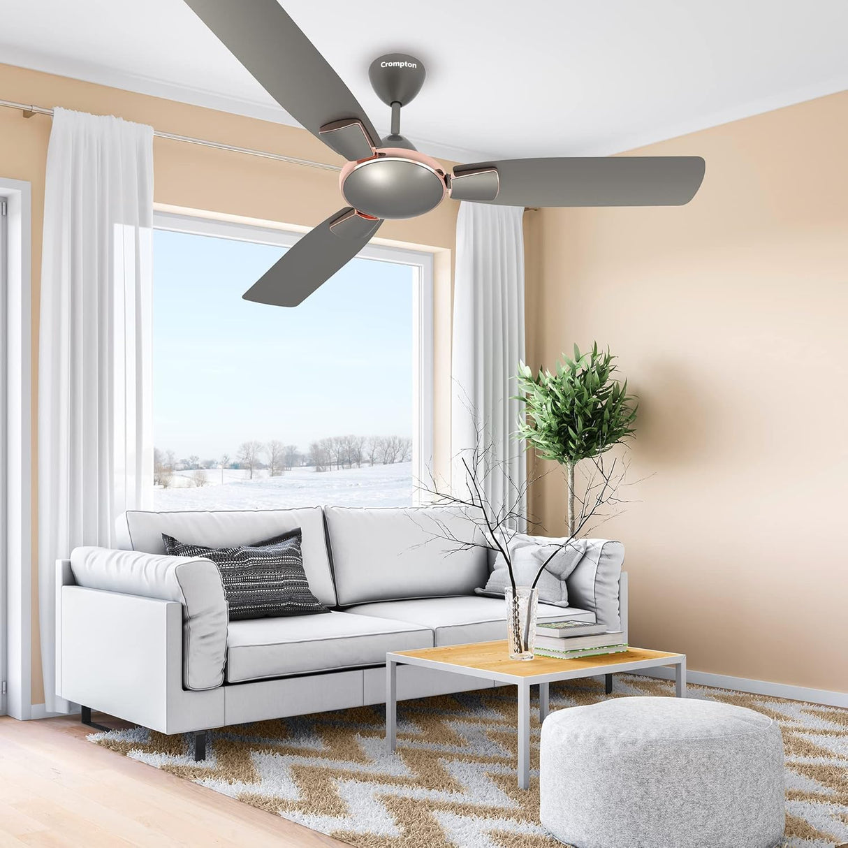 Crompton Toro 1200mm High Speed | 1-Star Rated Ceiling Fan (Warm Grey)