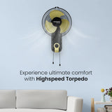 Crompton Torpedo 400mm High Speed Wall Fan (Black Yellow)