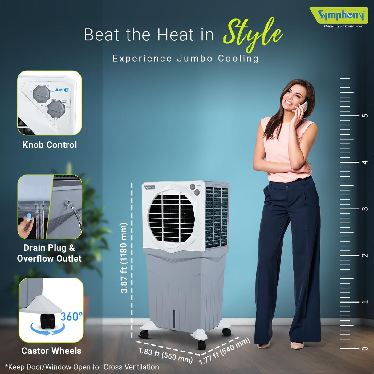 Symphony Jumbo 95XL+ Desert Air Cooler (White)