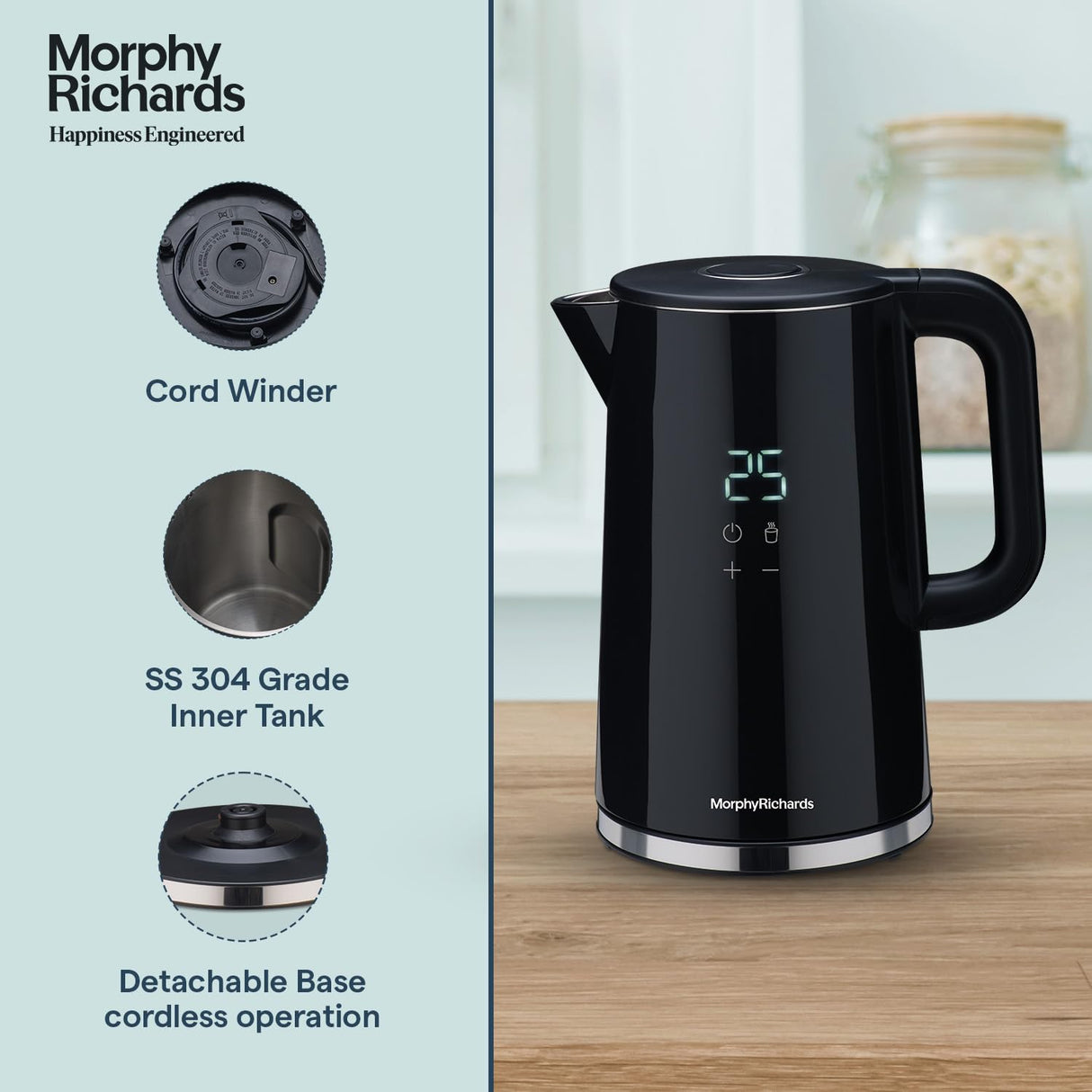 Morphy Richards Windsor Series 1.7 Litre Digital Electric Kettle| Black