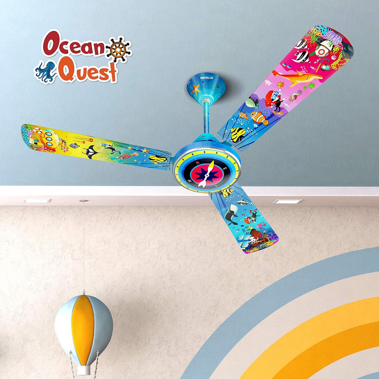 Havells Ocean Quest 1200mm Ocean Kids Ceiling Fan (Multi Ocean Quest)