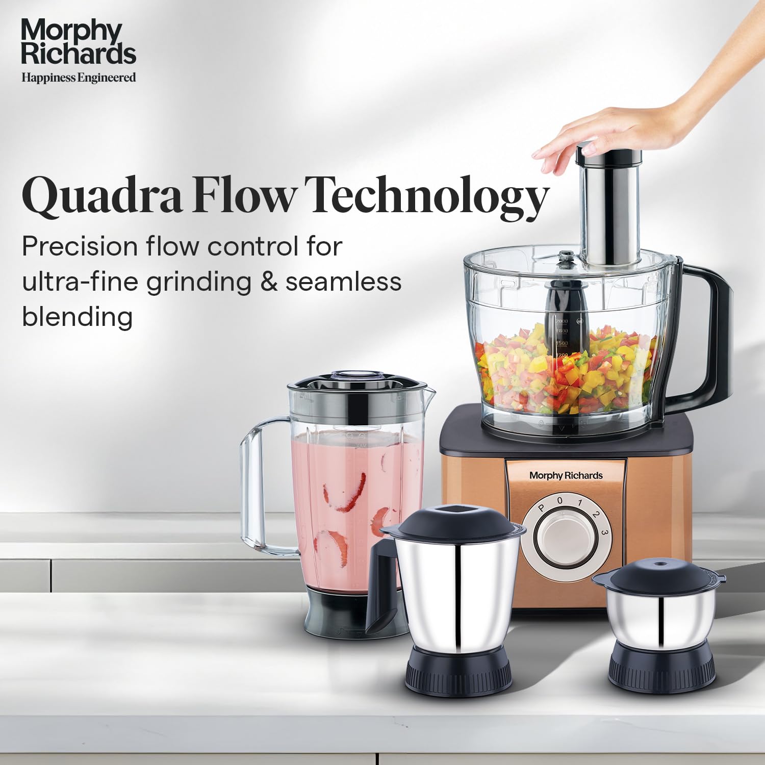 Morphy Richards Icon Superb 1000 Watts Food Processor (Glazing Copper)