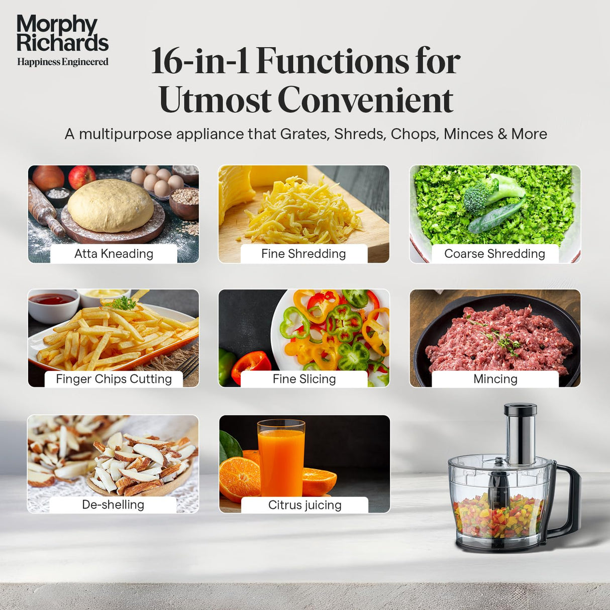 Morphy Richards Icon Superb 1000 Watts Food Processor (Glazing Copper)