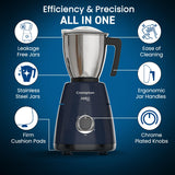 Crompton Ameo Pro 750W 3 Jar Mixer Grinder (Black & Blue)