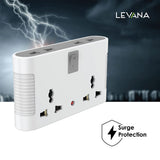 Polycab 4 Way Universal Multi-Plug with Surge Protection & Indicator | White and Grey