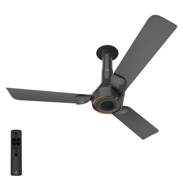Ceiling fan with remote control on a white background
