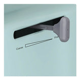 Shaver head with coarse and fine settings labeled on a light blue background