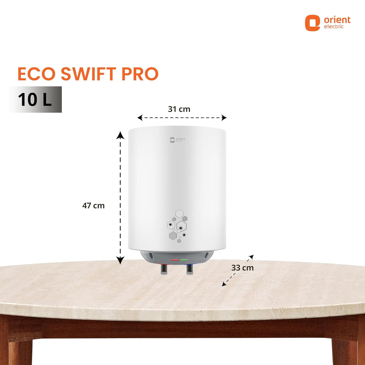 Orient Electric Ecoswift Pro 10L Water Geyser (White)