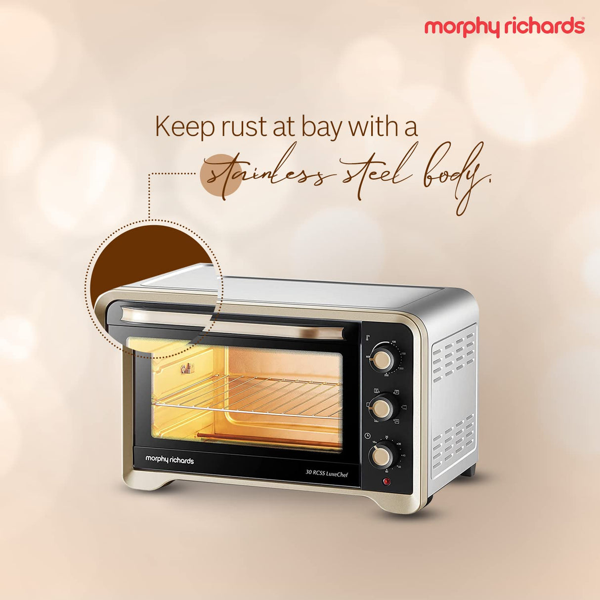 Morphy Richards 30 RCSS Luxechef Oven Toaster Griller OTG (Gold, 30 L)