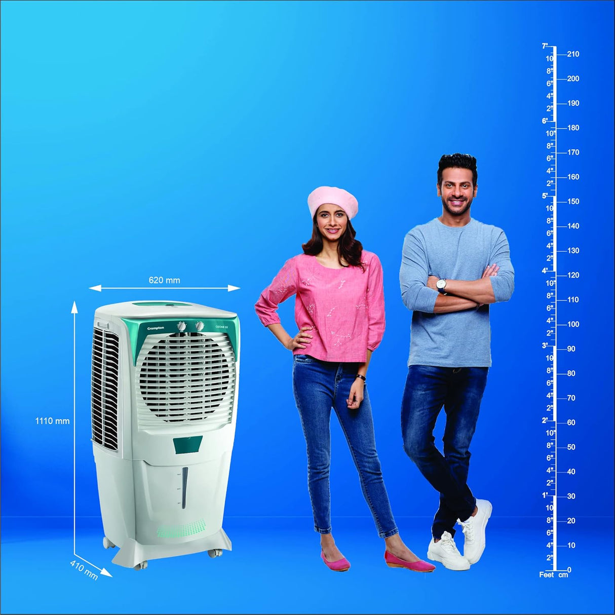 Crompton Ozone 55 Litre Desert Air Cooler (White & Teal)