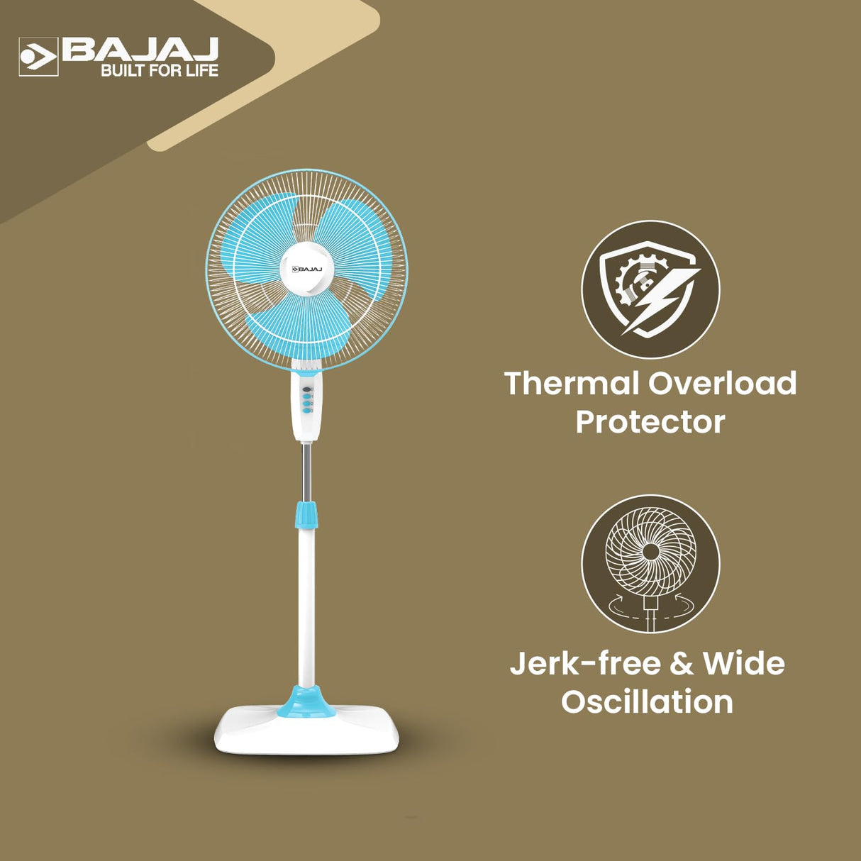 Bajaj Rapido 400mm High Speed Pedestal Fan (Pearl Blue)