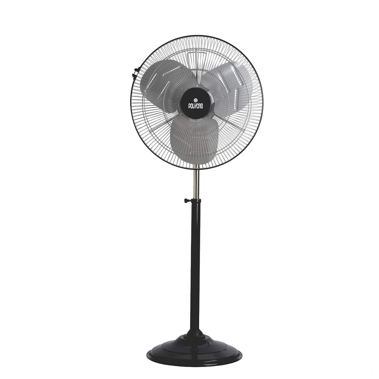 Black stand fan on a white background