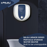 Bajaj Armour Series Pentacle 6 Litre Storage Water Heater |5 Star |Glass-lined Coating|White & Blue