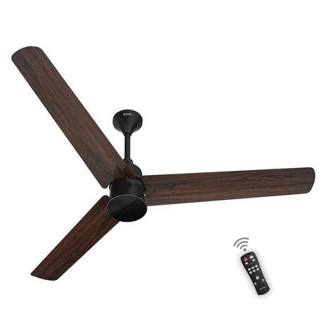 The ceiling fan natural walut wood with remote with background 