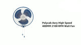 Polycab Aery High Speed 400MM Wall Fan(Blue)