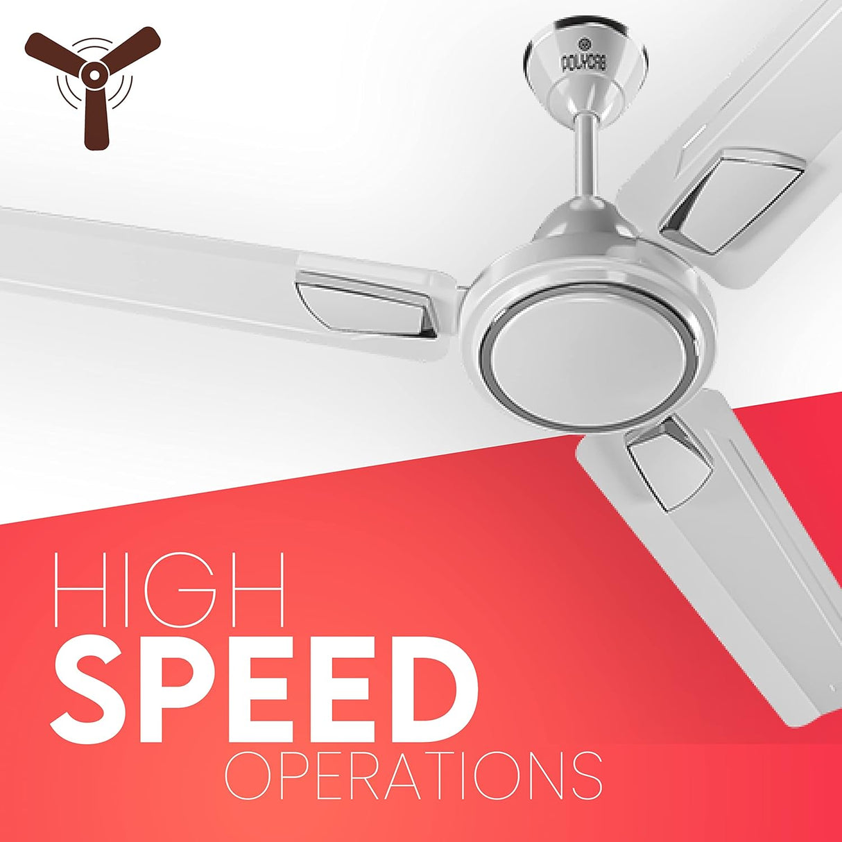 Polycab Zoomer DLX 1200mm High Speed Ceiling fan (Creamy White)