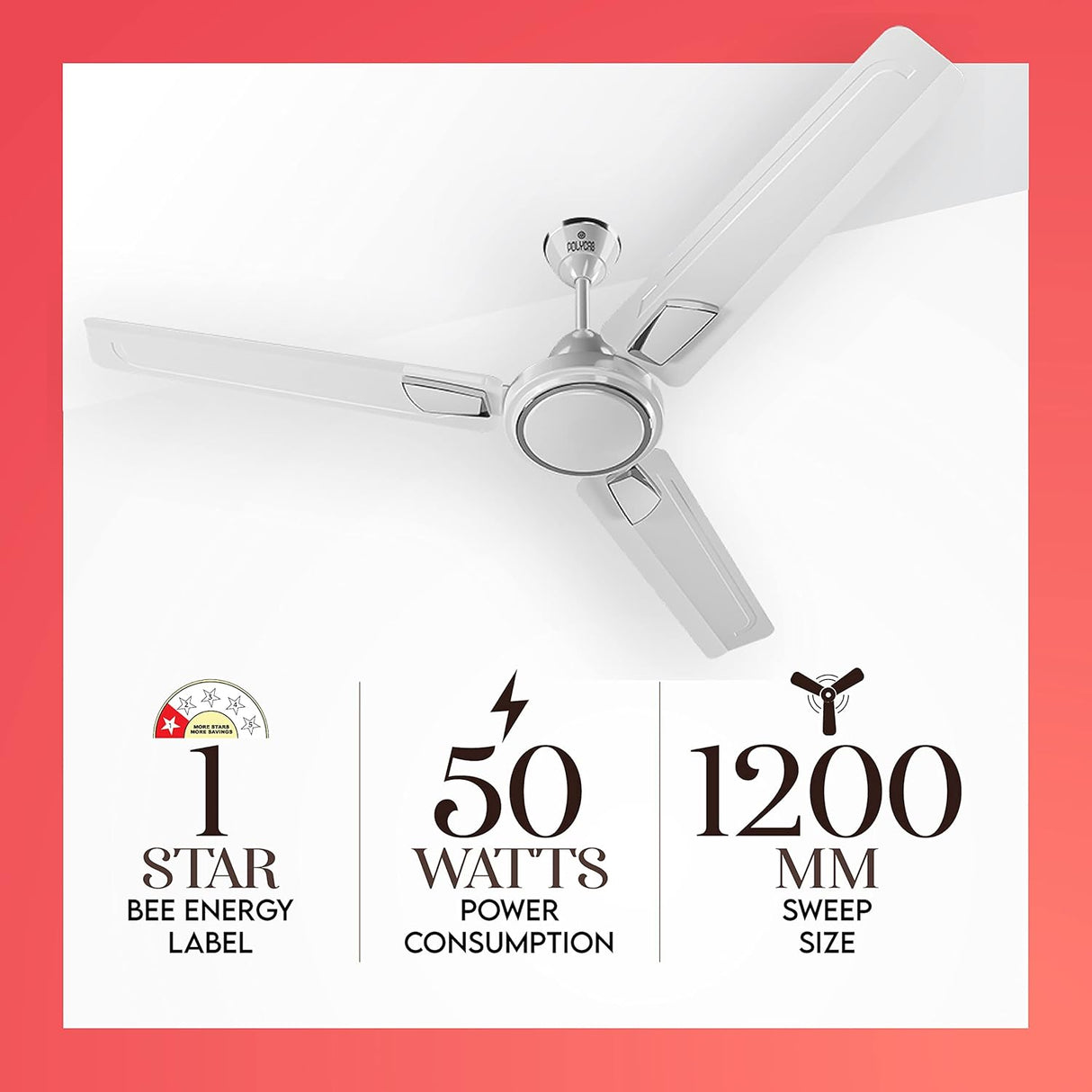 Polycab Zoomer DLX 1200mm High Speed Ceiling fan (Creamy White)