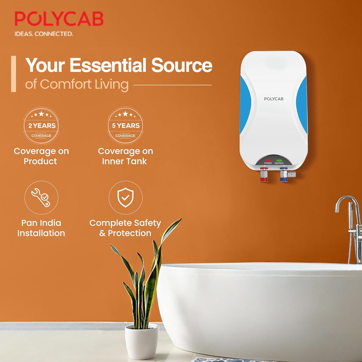 Polycab Intenso 5 litre Electric Instant Geyser (White Blue)