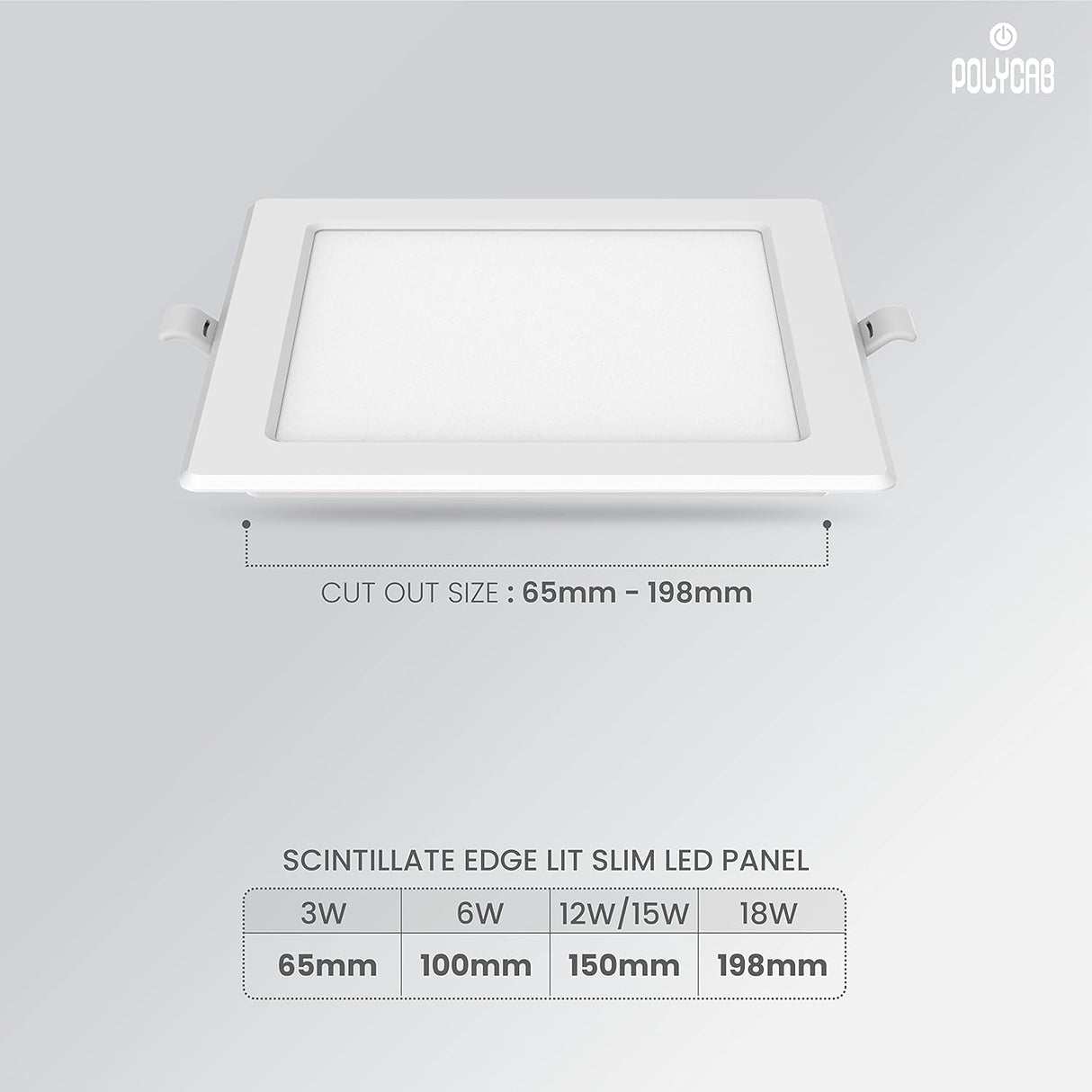 Polycab Scintillate Edge Slim 6-Watts LED Panel Light  Square (Cool White, 6500K)