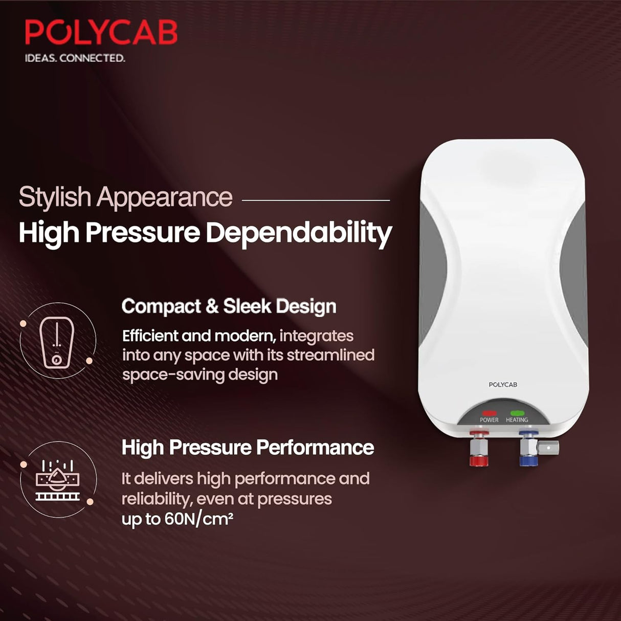 Polycab Eliana 5 litre Electric Instant Geyser (White Grey)