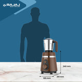 Bajaj Ninja Series Powergrind+ 3 Jars | Powerful 1000W Titan Motor | Mixer Grinder Belgian Chocolate | Black/Chrome