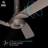 NNEX By Bajaj Glyde A80 Bldc 1200mm Ceiling Fan (Mist Brown)