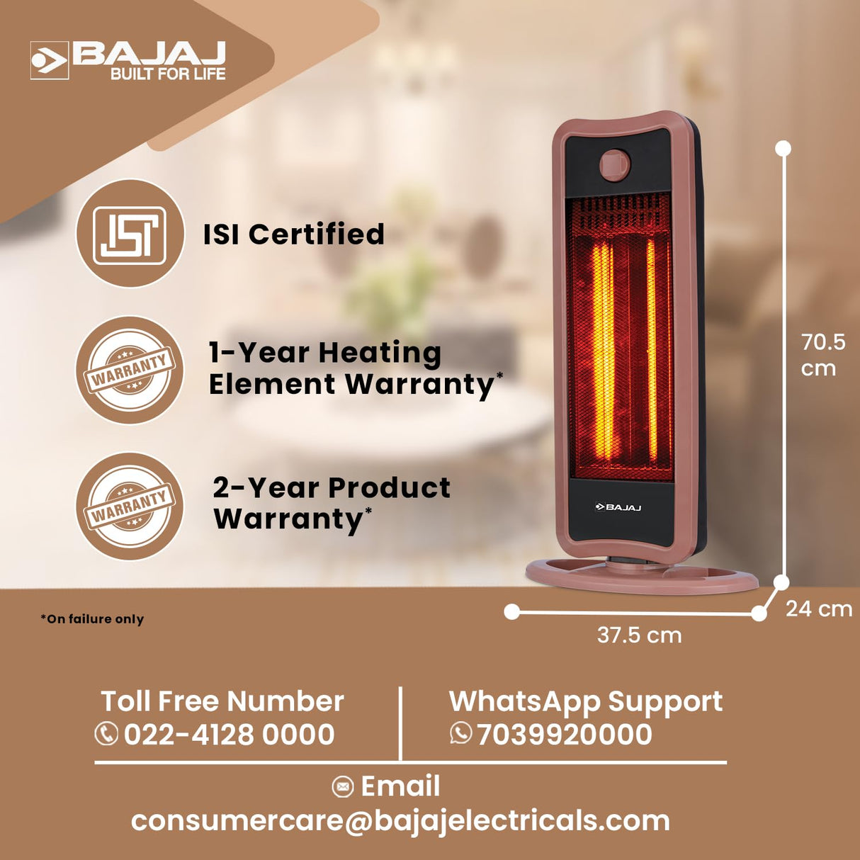 Bajaj RHT2C 900 Watts Carbon Room Heater (Black)