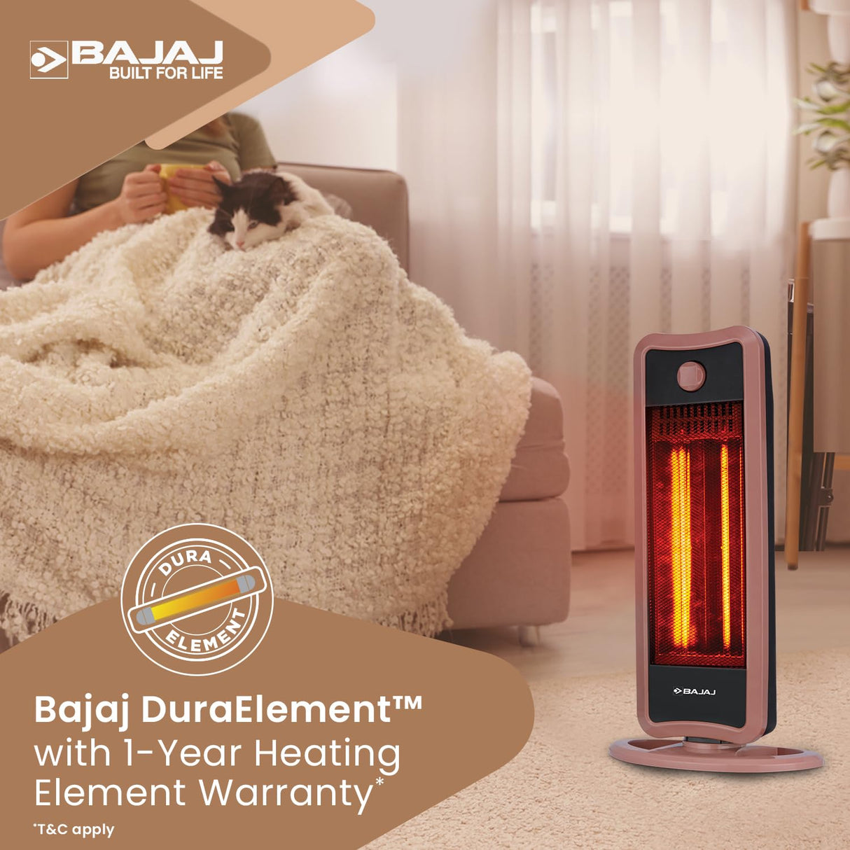 Bajaj RHT2C 900 Watts Carbon Room Heater (Black)