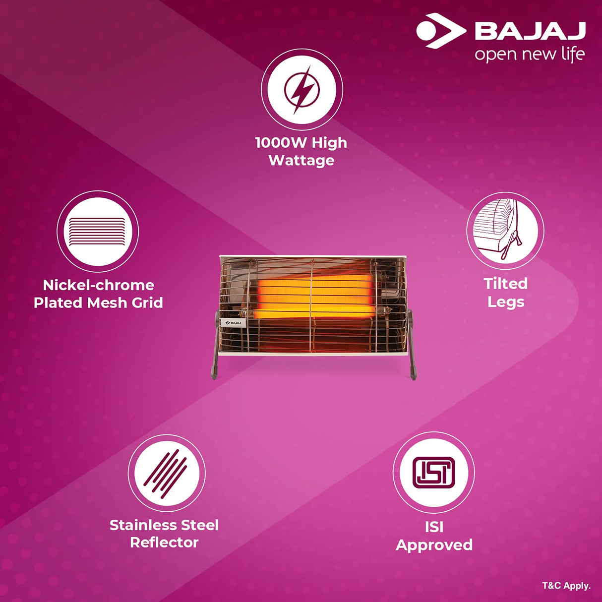 Bajaj Minor 1000W Radiant Room Heater (Multicolor)