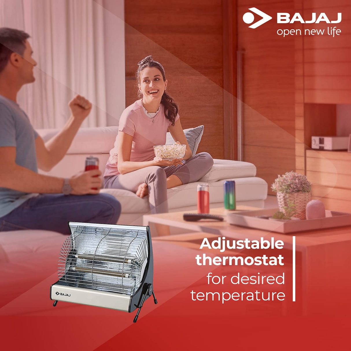 Bajaj Deluxe 2000 Watts ISI Approved Halogen Room Heater