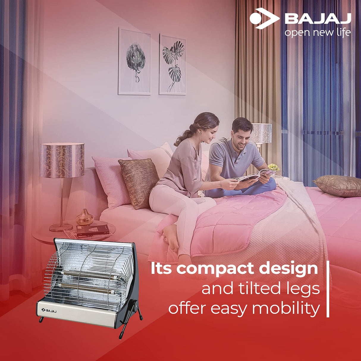 Bajaj Deluxe 2000 Watts ISI Approved Halogen Room Heater