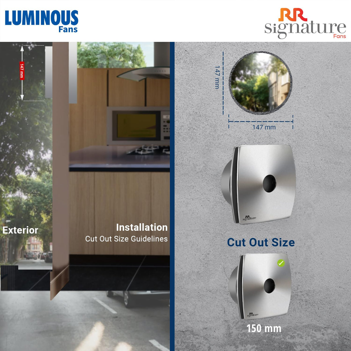 RR signature exhaust fan blade size has 150mm 