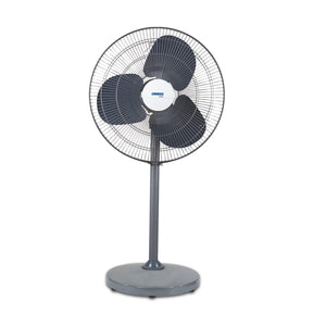 Stand fan with three blades on a white background