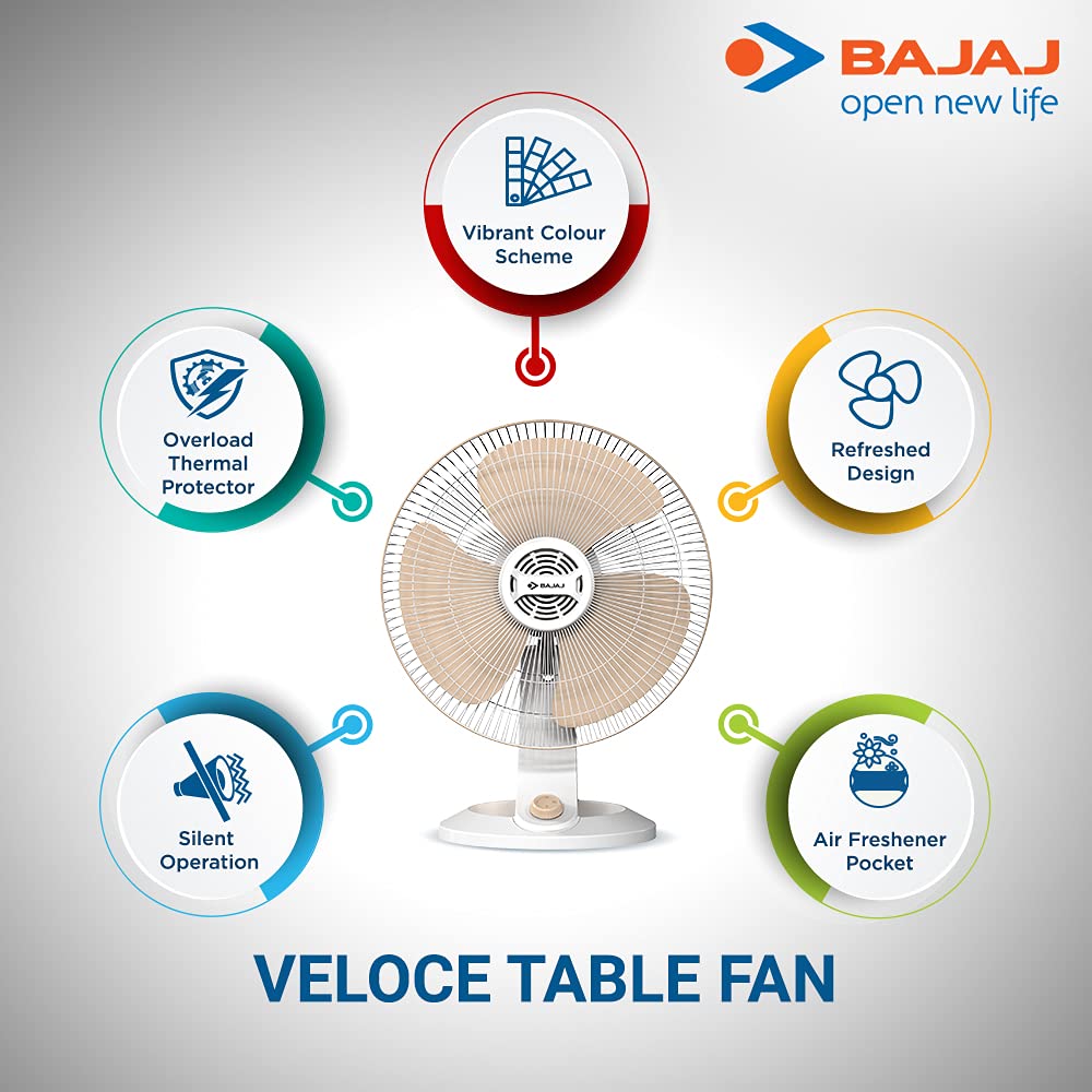 Bajaj Veloce 400 mm Champagne Fizz Table Fan