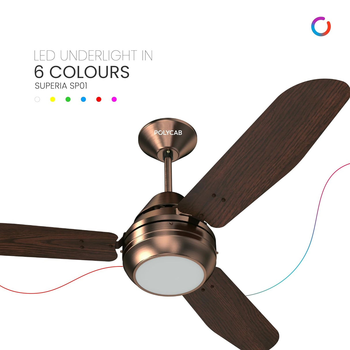 Polycab Superia SP01 1200mm Premium Under-light Ceiling fan (Antique Copper Rosewood)