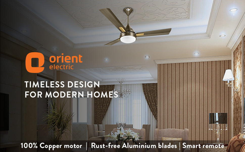 Orient Electric Spectra LED Undelight 1200mm Ceiling fan with remote (Brushed Brass)