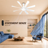 Crompton Luxian Statement Senze iOT 1320mm 8-Blade Ceiling Fan | Ice White
