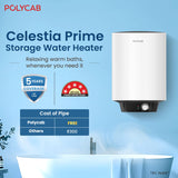 POLYCAB Celestia Prime 5-Star 10 Litre Storage Water Heater (White)