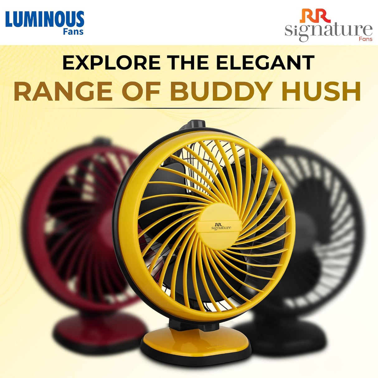 RR Signature Budy Hush Silent 230 mm Table Fan (Sporty Yellow)