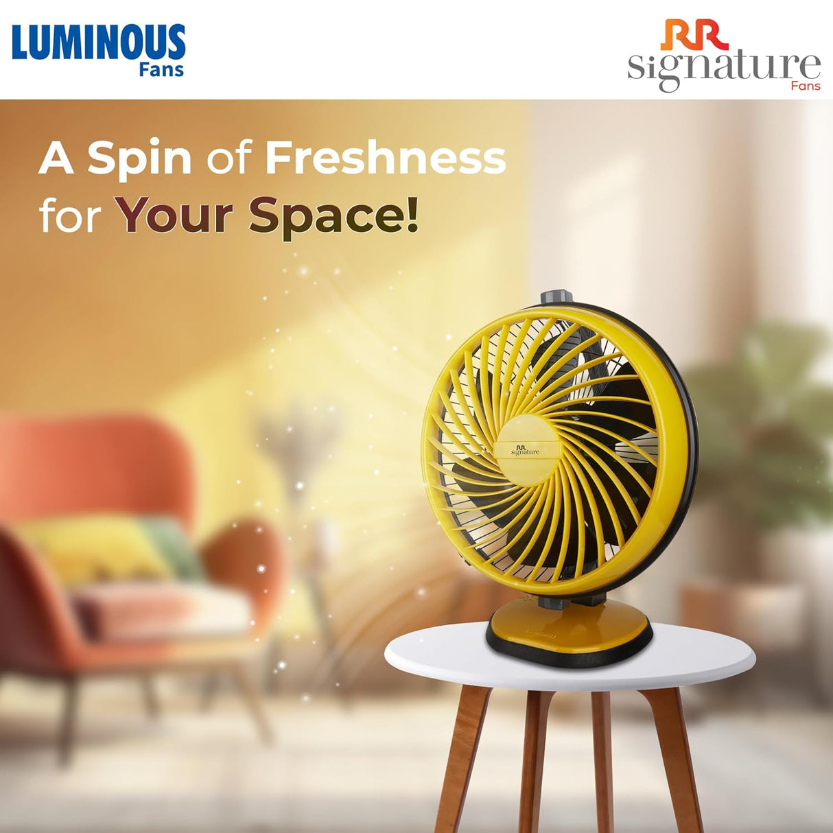 RR Signature Budy Hush Silent 230 mm Table Fan (Sporty Yellow)